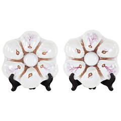 Pair of Hand-Painted Oyster Plates, France, Late 19th Century 12
