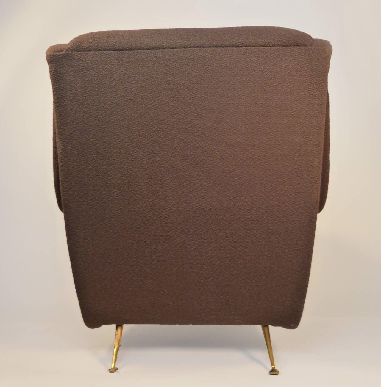 Mid-Century Modern Pair of Chocolate Wool Fabric in the Style of Marco Zanuso Chairs, circa 1950