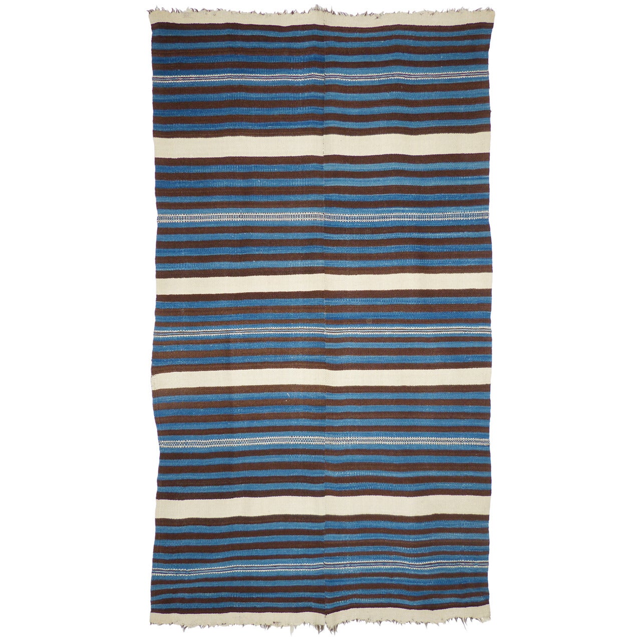 Rio Grande Banded Indigo Blanket, circa 1870