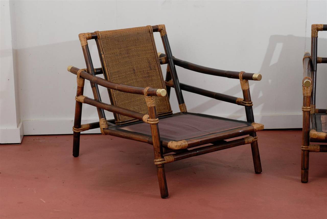 Superb Pair Bamboo Campaign Lounge Chairs 3