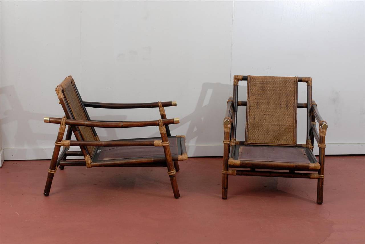 Superb Pair Bamboo Campaign Lounge Chairs 1