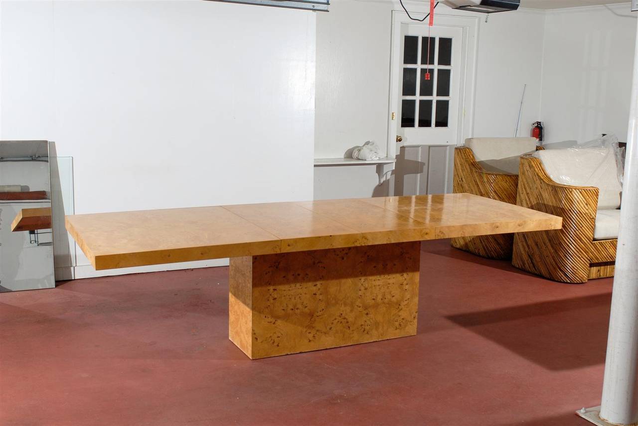 Organic Modern Magnificent Bookmatch Olivewood Extension Dining Table by Umanoff, circa 1975