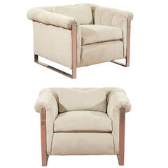 Striking Pair of Channeled Cube Lounge Chairs in the Style of Probber 8