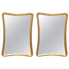 Sophisticated Pair of Modern Mirrors in Gold Leaf 5