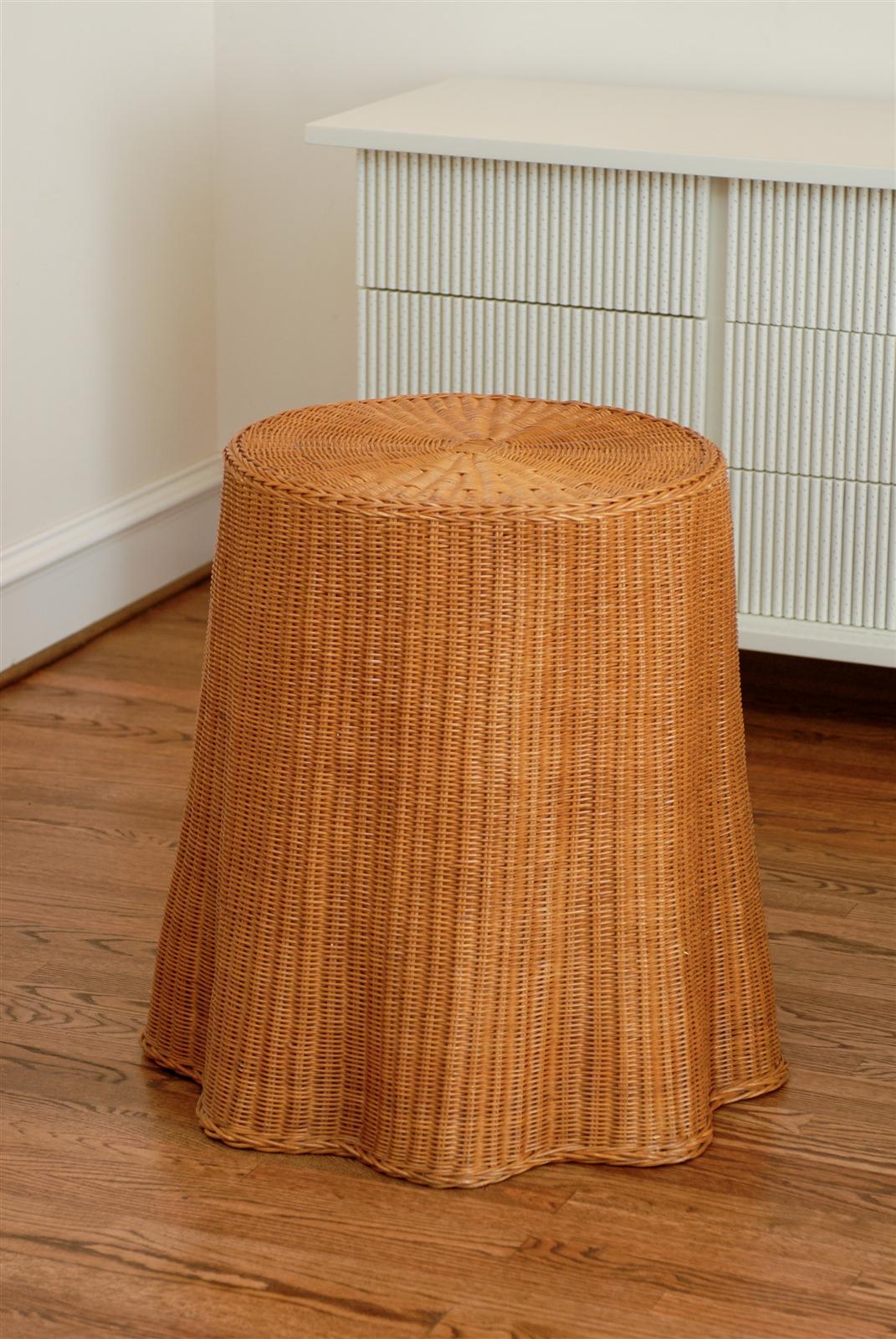 Unknown Gorgeous Pair of Vintage Drape Wicker End Tables