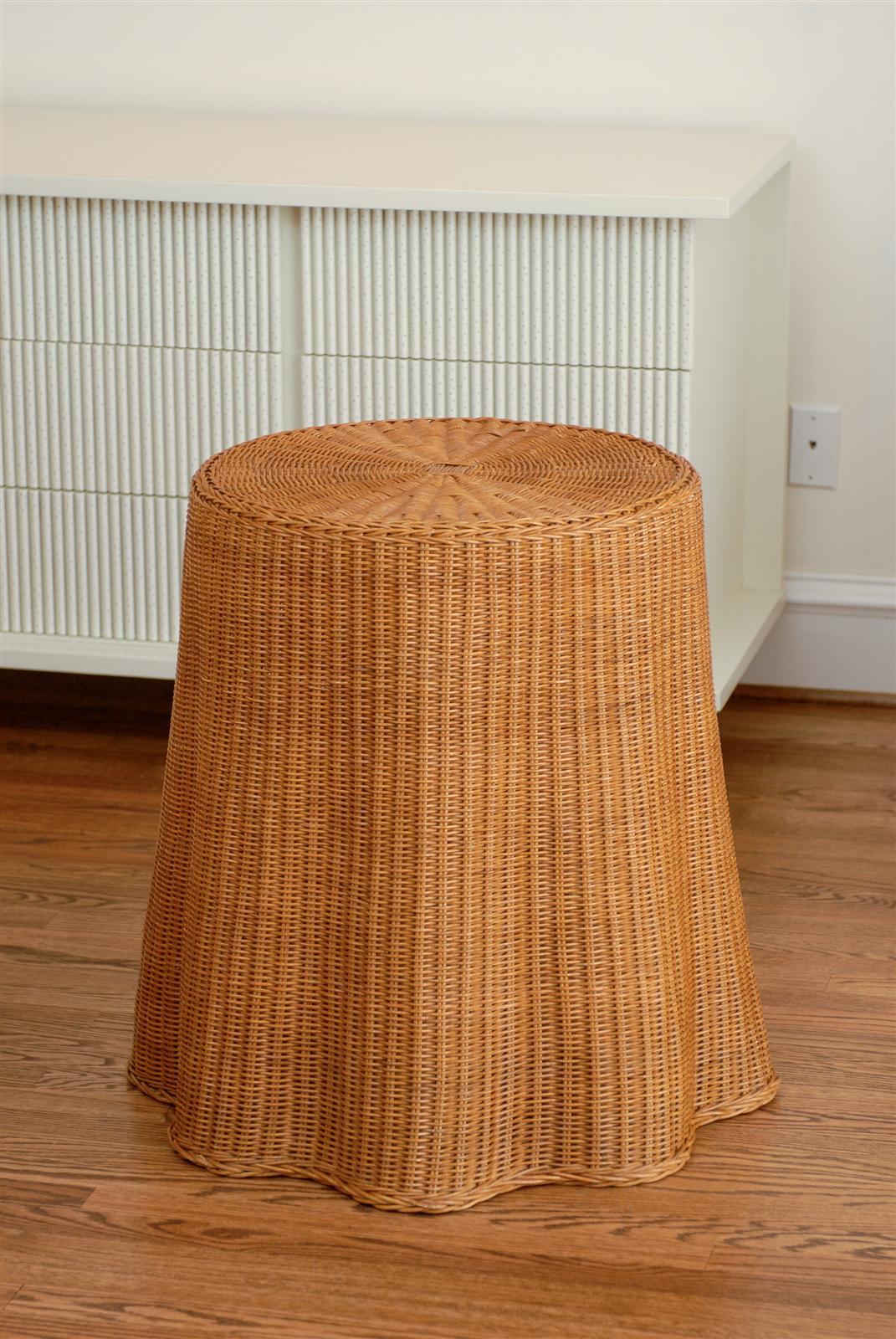 Mid-20th Century Gorgeous Pair of Vintage Drape Wicker End Tables