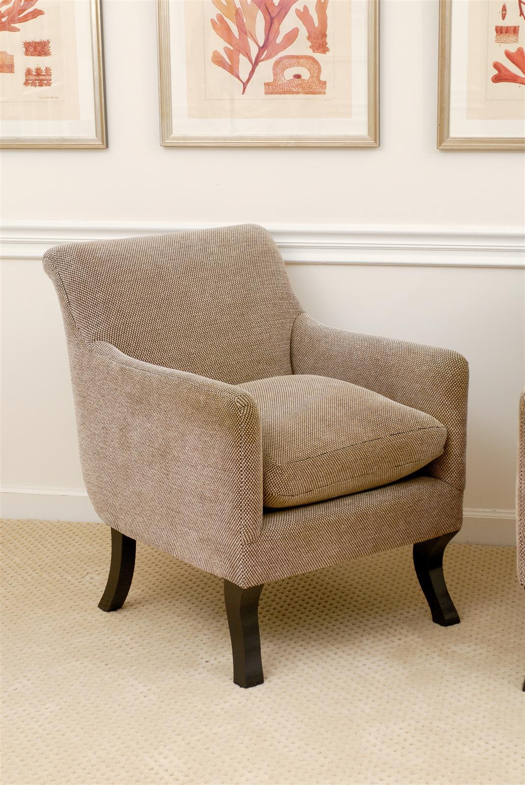 Sophisticated Pair of Vintage Regency Influenced Lounge Chairs - 2 Pair Avail