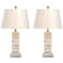 Gorgeous Pair of Vintage Marble Lamps 7