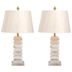 Gorgeous Pair of Vintage Marble Lamps