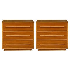Stellar Pair of Mahogany and Bamboo Chests in the Style of Paul Frankl