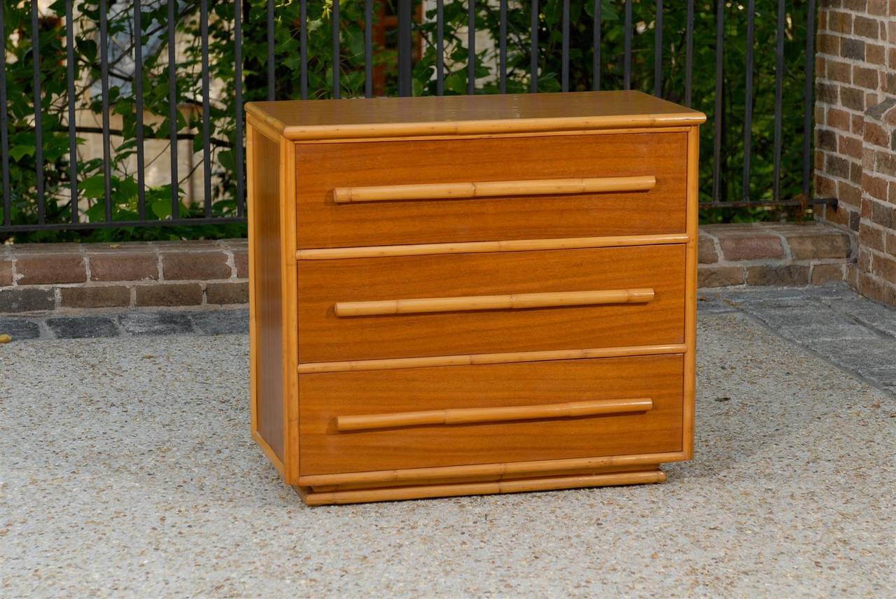 Stellar Pair of Mahogany and Bamboo Chests in the Style of Paul Frankl 5