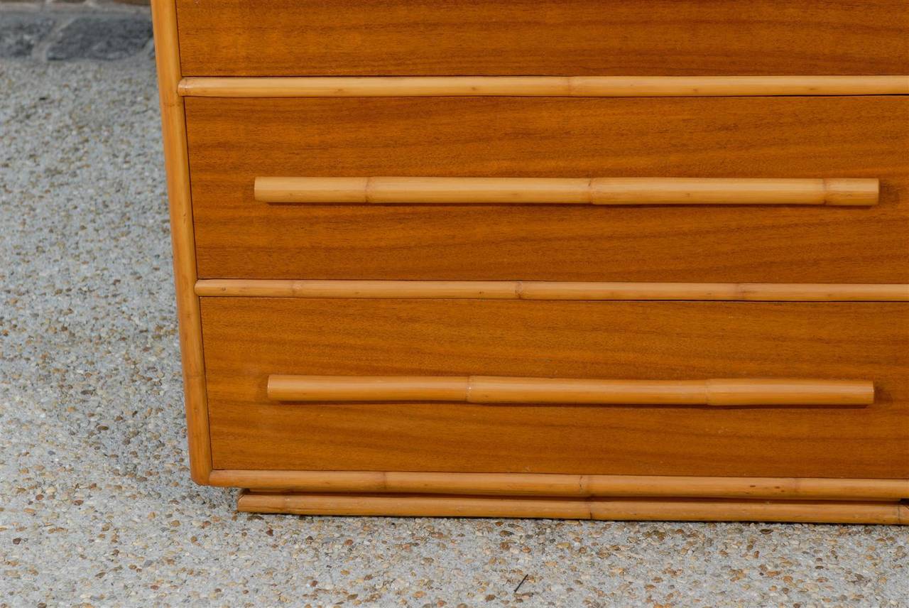 Stellar Pair of Mahogany and Bamboo Chests in the Style of Paul Frankl 4