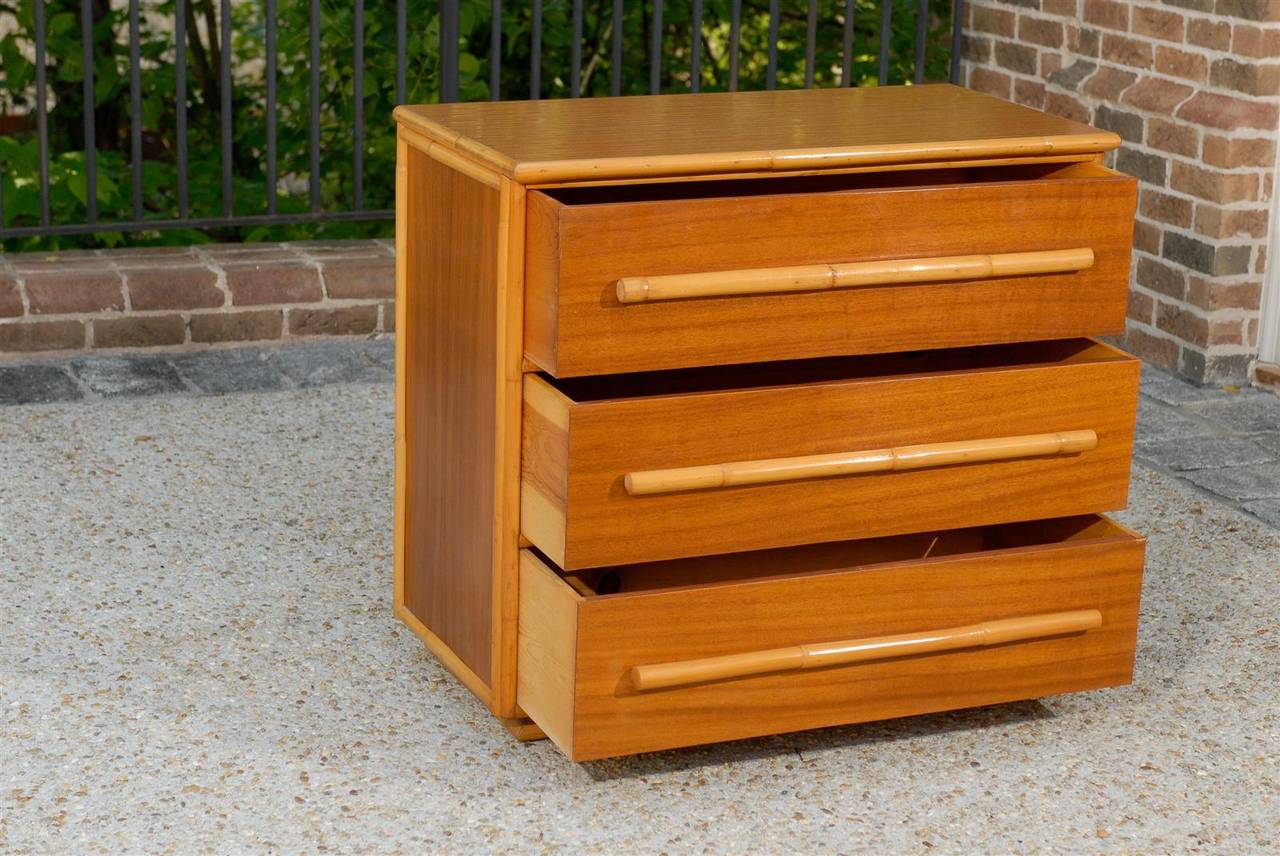 Stellar Pair of Mahogany and Bamboo Chests in the Style of Paul Frankl 2