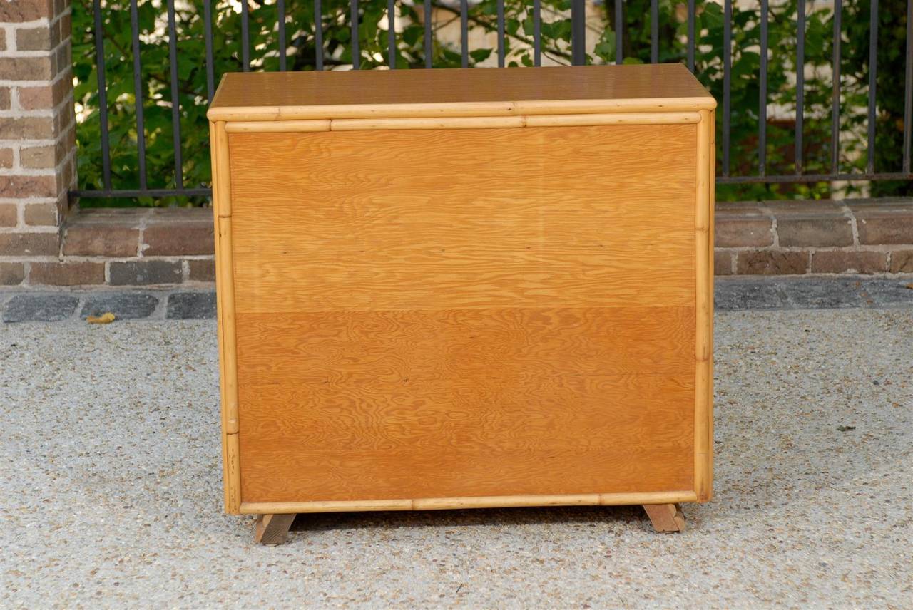 Mid-20th Century Stellar Pair of Mahogany and Bamboo Chests in the Style of Paul Frankl