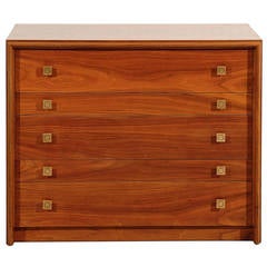 Splendid Paul Frankl Walnut Chest with Unusual Hardware