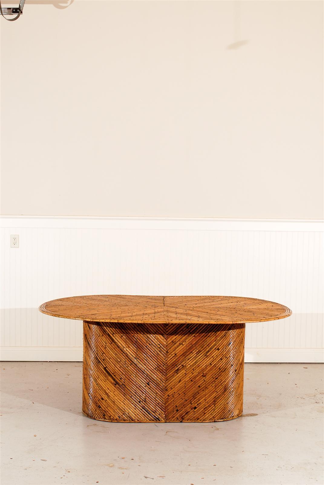 Incredible Vintage Bamboo Pedestal Dining Table at 1stDibs
