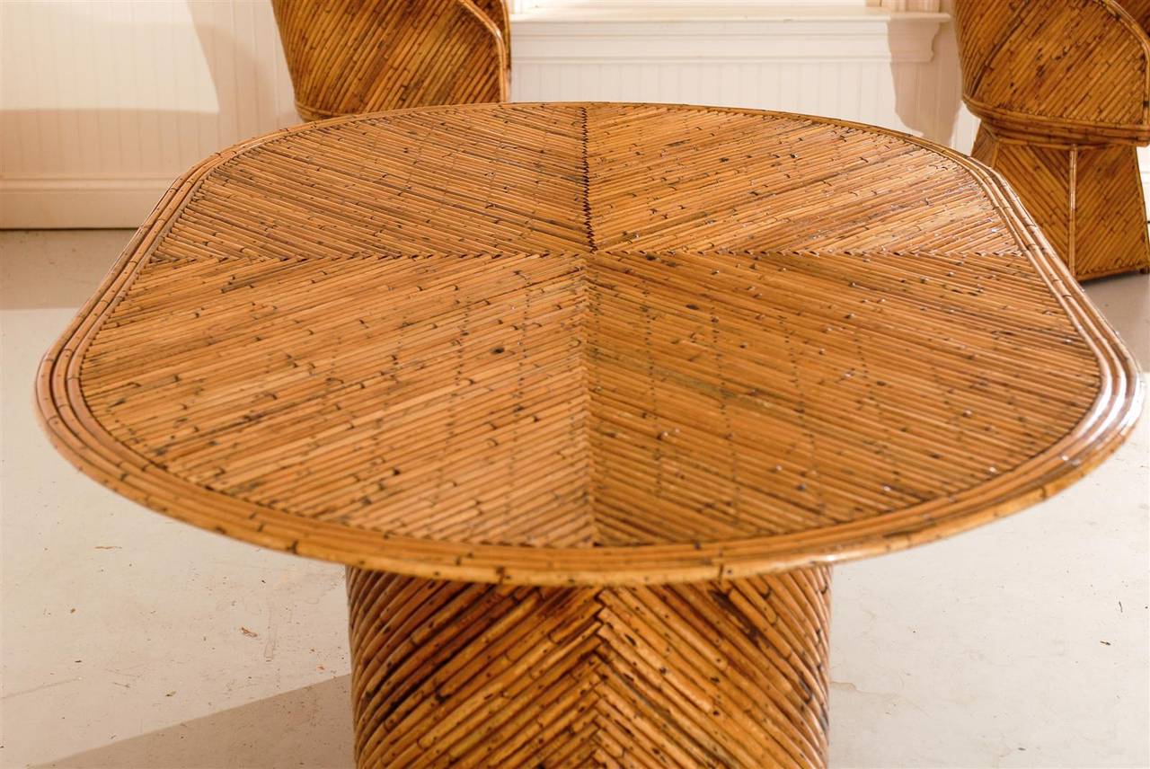 Incredible Vintage Bamboo Pedestal Dining Table 1