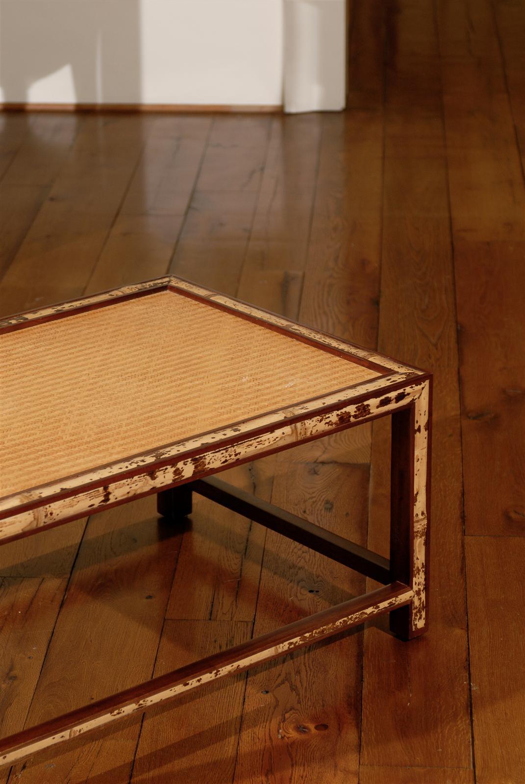 Unknown Beautiful Vintage Bamboo and Raffia Coffee Table