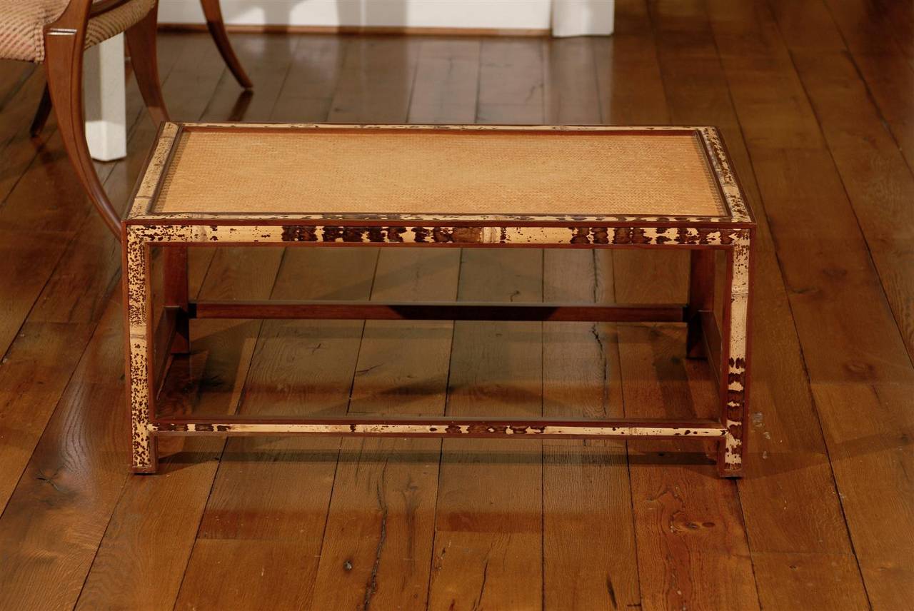 Late 20th Century Beautiful Vintage Bamboo and Raffia Coffee Table