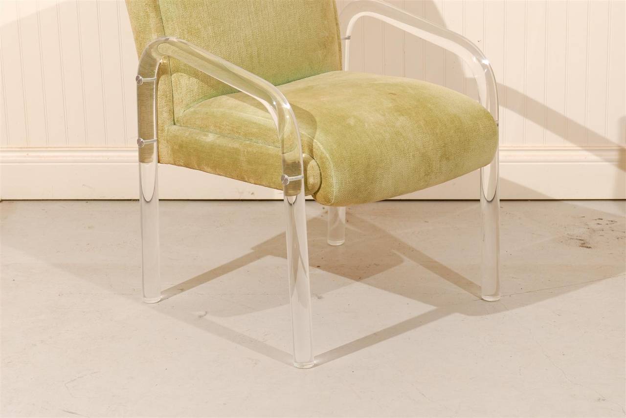 Set of Six Lucite Dining Chairs by Lion in Frost 2