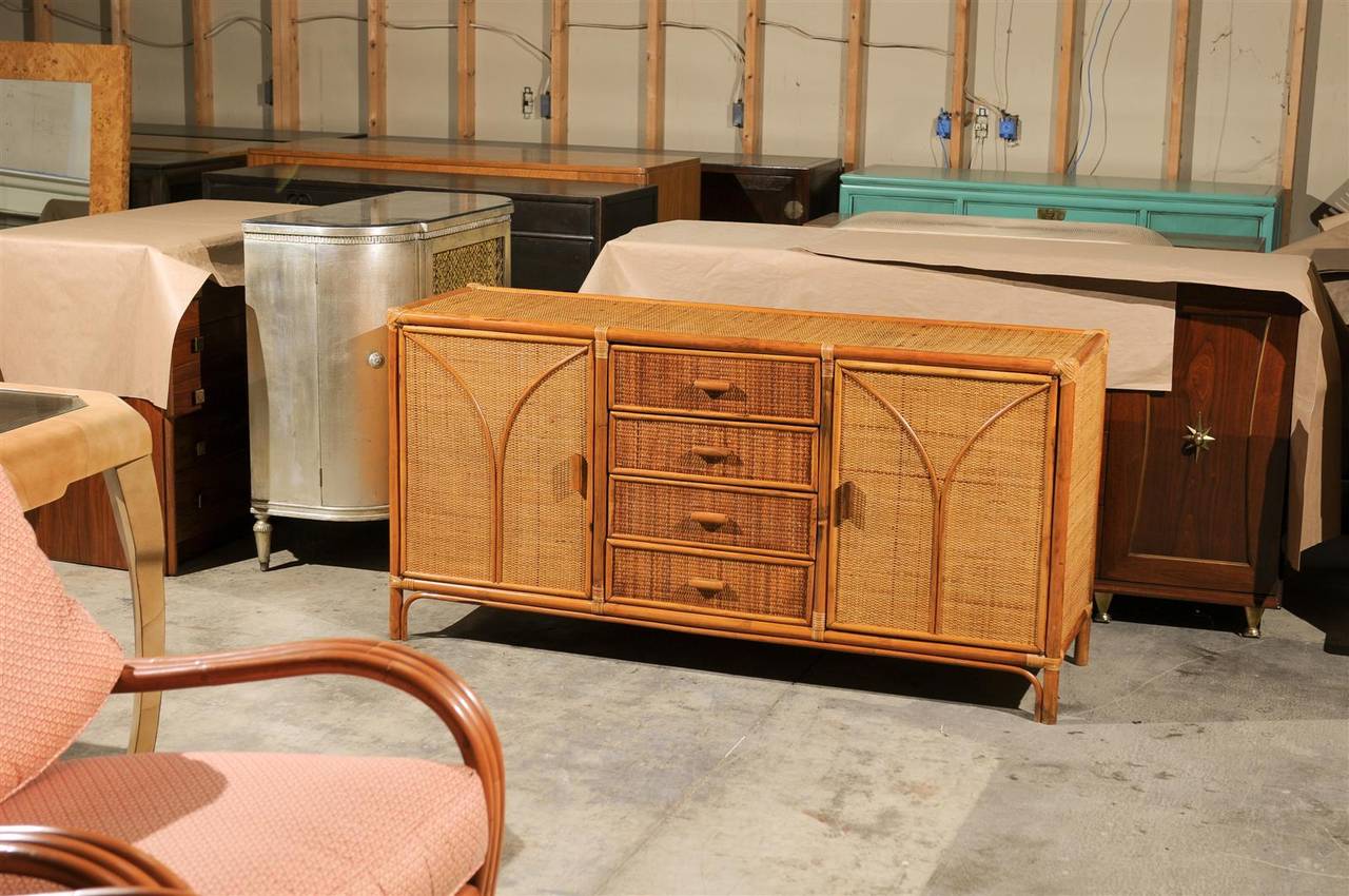 vintage rattan cabinet