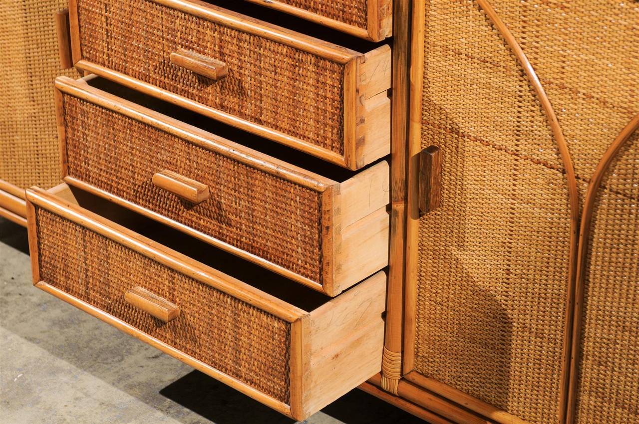 Vintage Rattan and Raffia Cabinet or Buffet 1