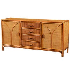 Vintage Rattan and Raffia Cabinet or Buffet
