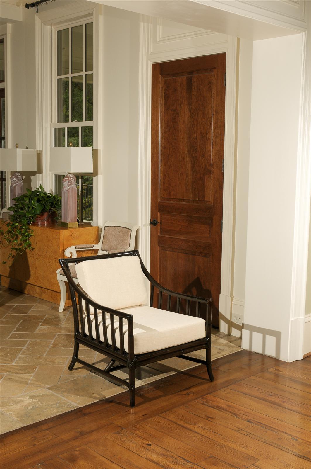 Mid-Century Modern Restored Pair of Large Scale Vintage Rattan Lounge Chairs in Espresso