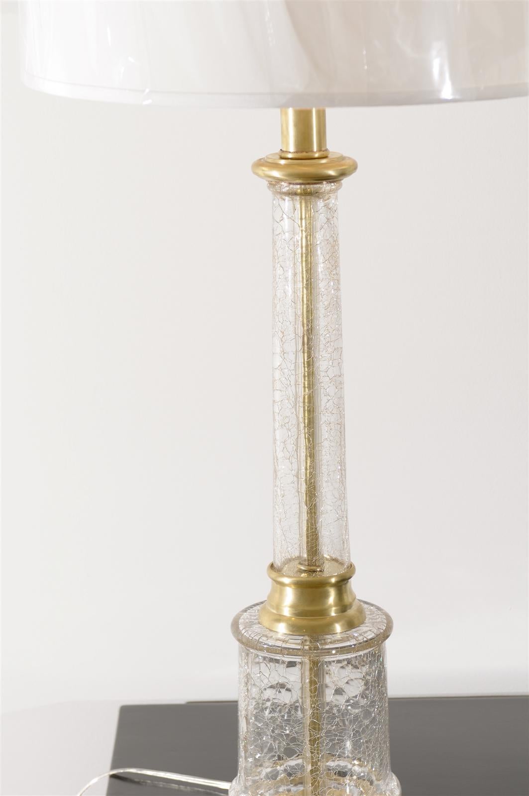 Inconnu Paire monumentale de lampes vintage en verre craquelé en vente