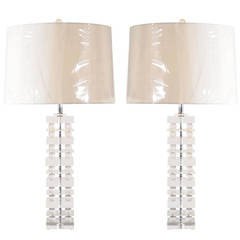 Pair of Vintage Lucite and Chrome Lamps