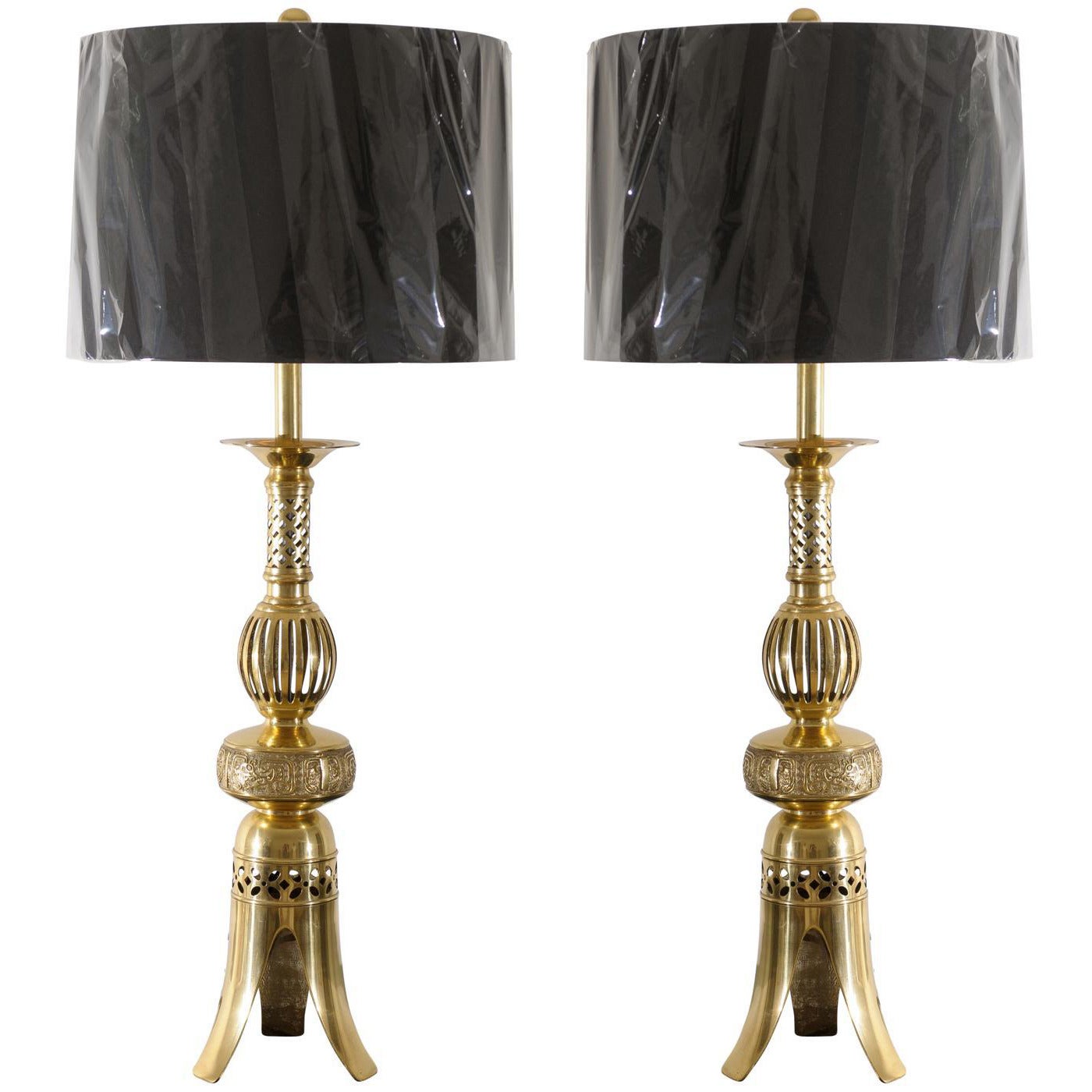 Pair of Brass Asian Lamps by Frederick Cooper