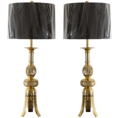 Pair of Brass Asian Lamps by Frederick Cooper