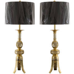 Pair of Brass Asian Lamps by Frederick Cooper 5