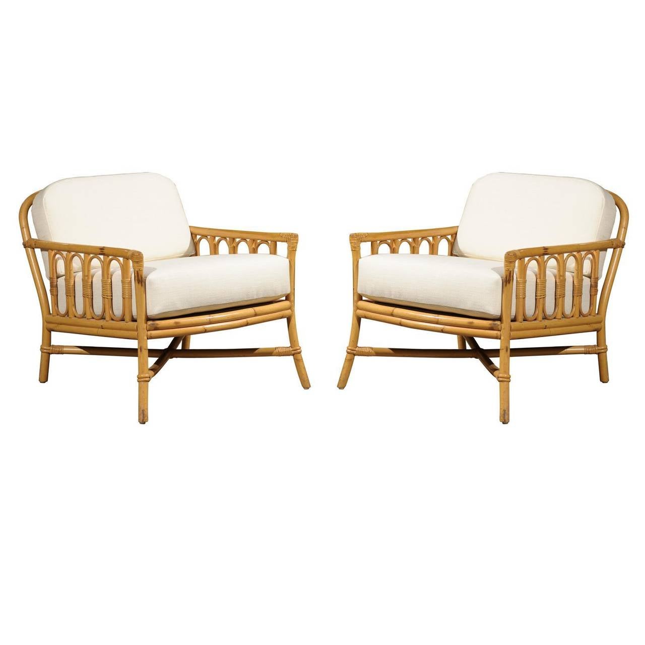 Decorative Pair Of Vintage Rattan Lounge Chairs By Ficks Reed At 1stdibs Decorative Pair Of Vintage Rattan Lounge Chairs By Ficks Reed For