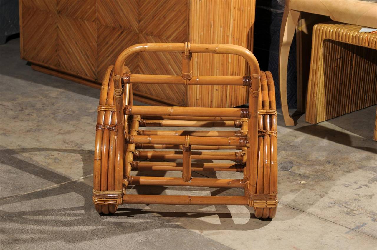 Restored Pair of Rattan Pretzel Lounge Chairs in the Style of Paul Frankl 1