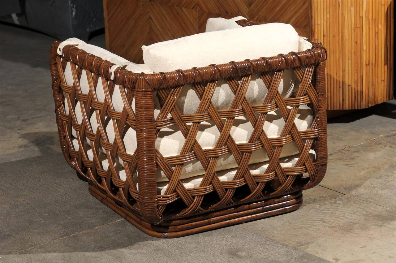 Unknown Fantastic Restored Pair Rattan Basket Loungers by Danny Ho Fong, circa 1975