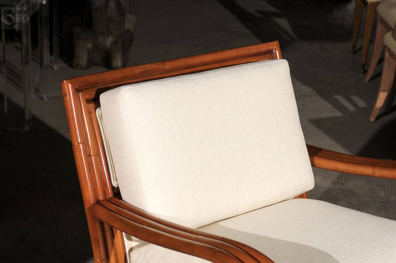 American Restored Pair of Large-Scale Vintage Ficks Reed Club Chairs