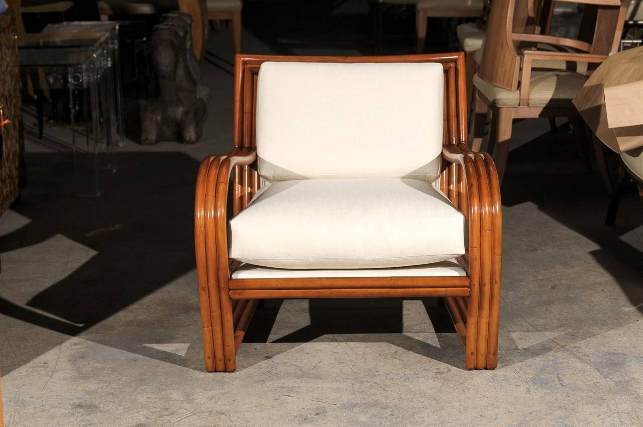 Late 20th Century Restored Pair of Large-Scale Vintage Ficks Reed Club Chairs