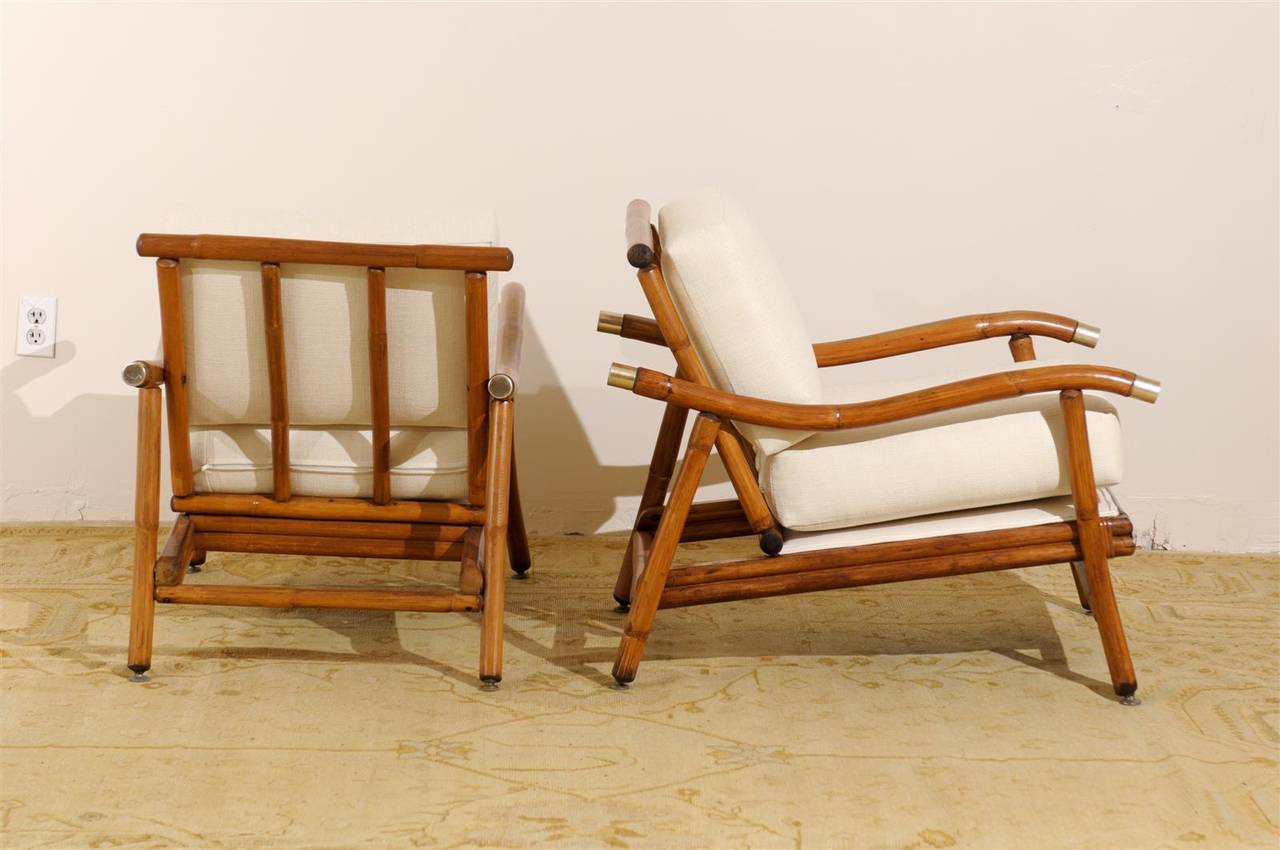 Mid-Century Modern Restored Pair of Campaign Lounge Chairs by John Wisner for Ficks Reed