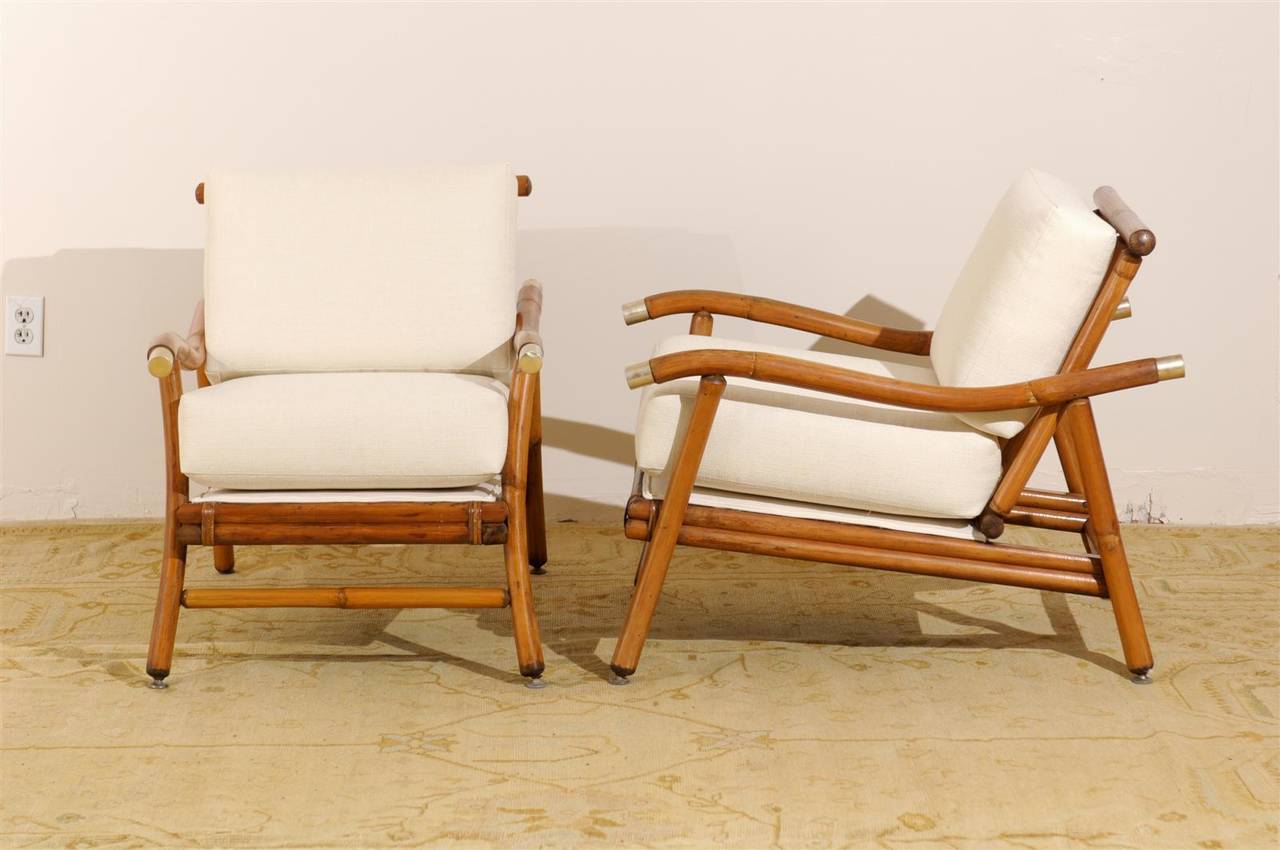 Mid-20th Century Restored Pair of Campaign Lounge Chairs by John Wisner for Ficks Reed