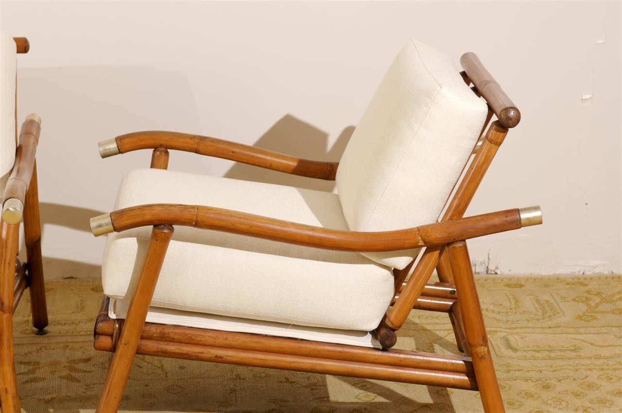 Restored Pair of Campaign Lounge Chairs by John Wisner for Ficks Reed 2
