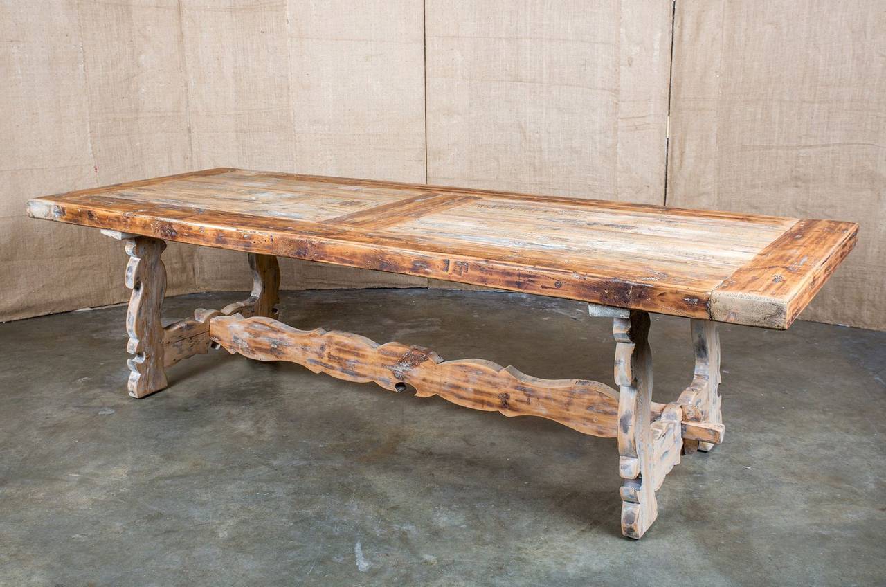 French Lyre-Leg Trestle Table