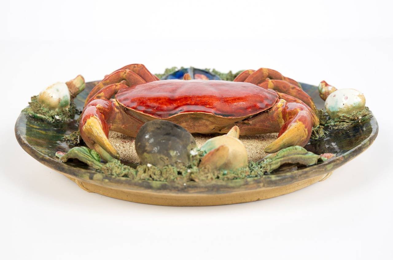 Maiolica Ceramics Palissy Style Majolica Trompe-l'oeil Crab Plate
