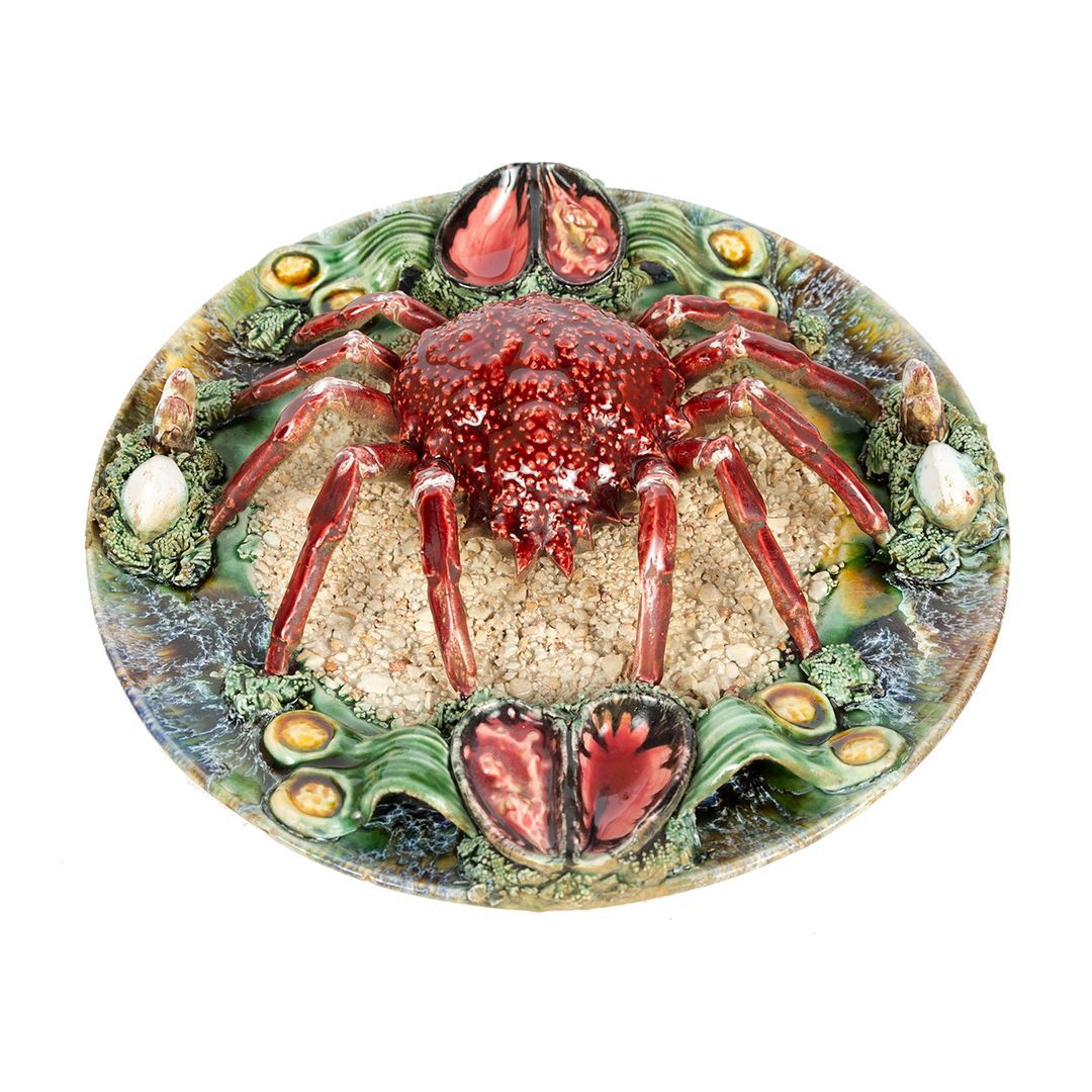 majolica crab plate