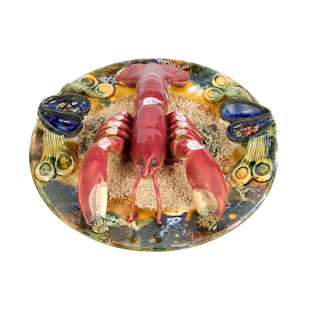 Portuguese Palissy Style Majolica Trompe-l'oeil Homard Lobster Plate
