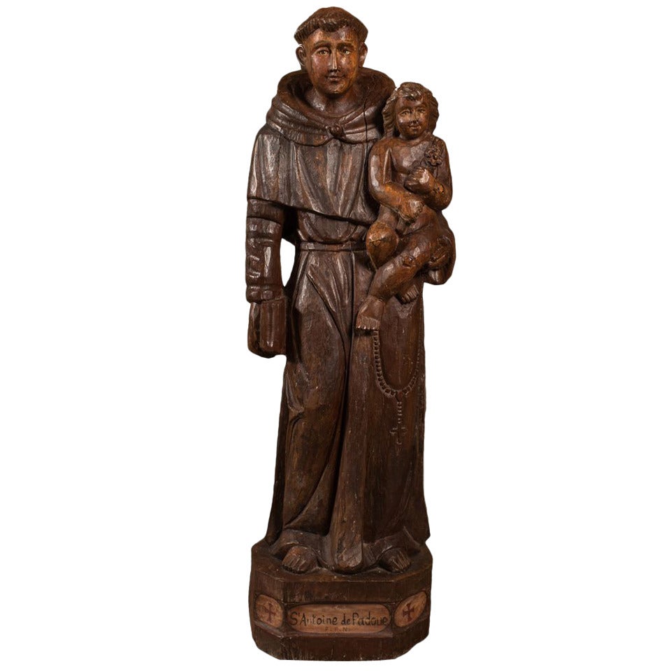 Antique French Statue of St. Anthony
