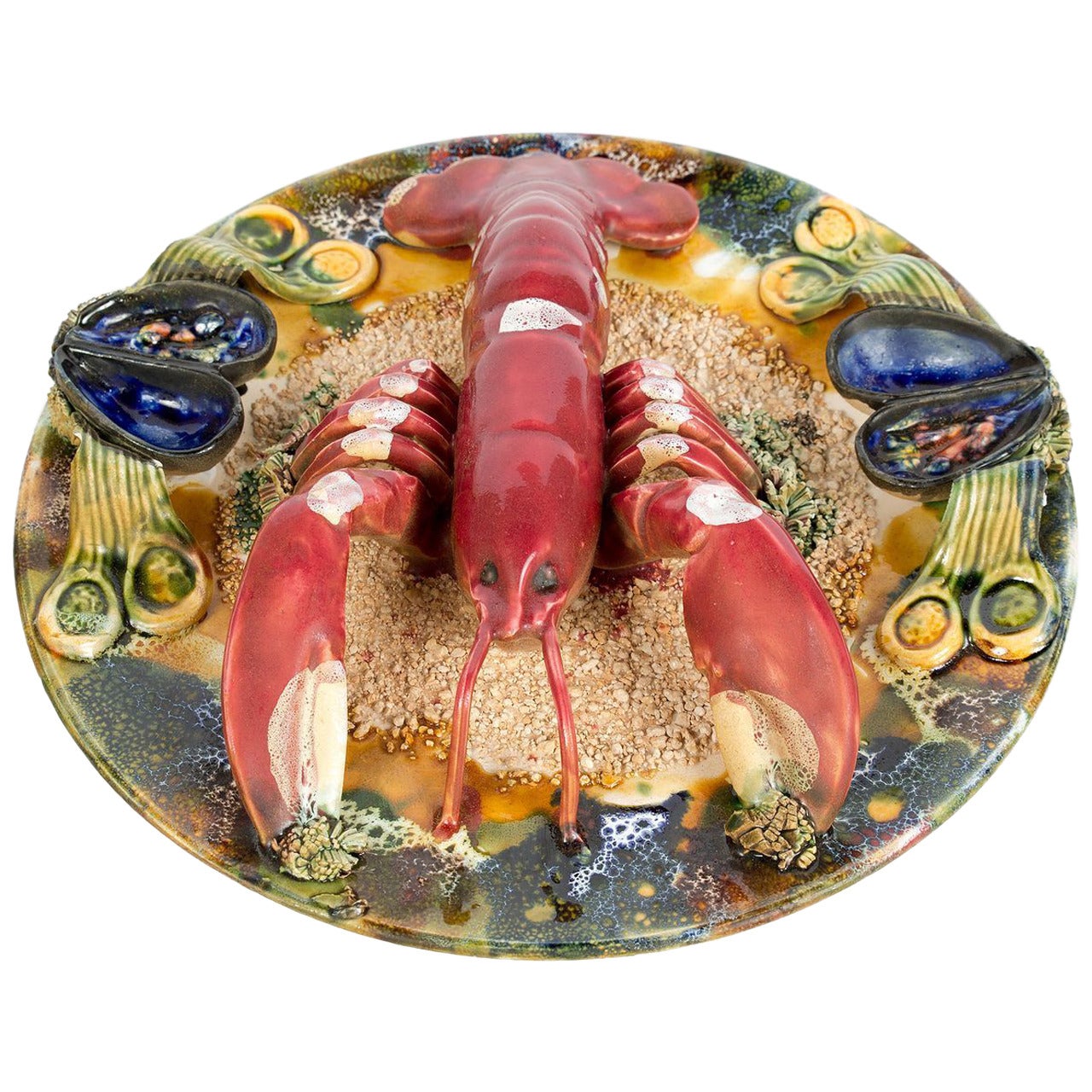 Palissy Style Majolica Trompe-l'oeil Homard Lobster Plate