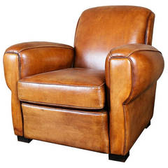 Vintage French Art Deco Leather Club Chair