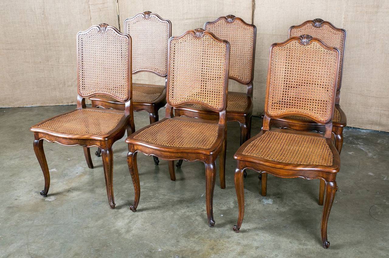 Set of 6 French Louis XV Style Cane Dining Chairs 2