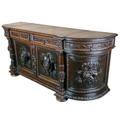 French Louis XIII Style Demilune Hunting Enfilade Buffet